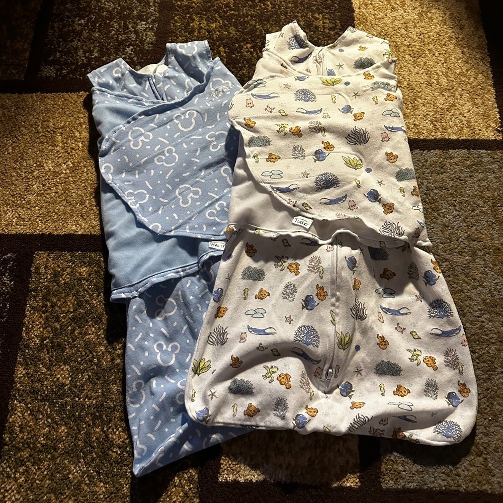 Set of 2 Small Halo SleepSack Swaddles - 3-6 Months - Disney Baby Mickey, Nemo